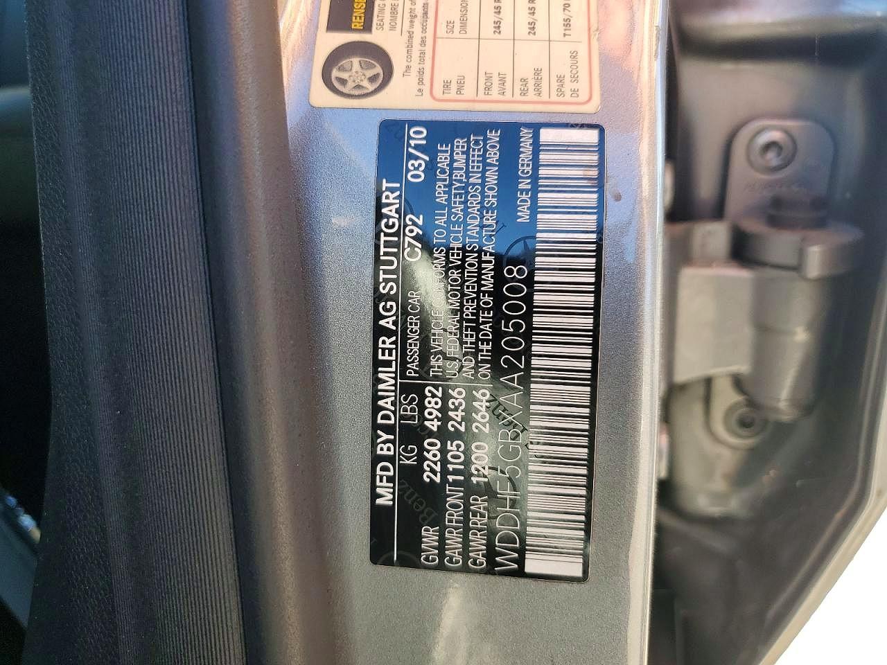 2010 Mercedes-benz E 350 Серый vin: WDDHF5GBXAA205008