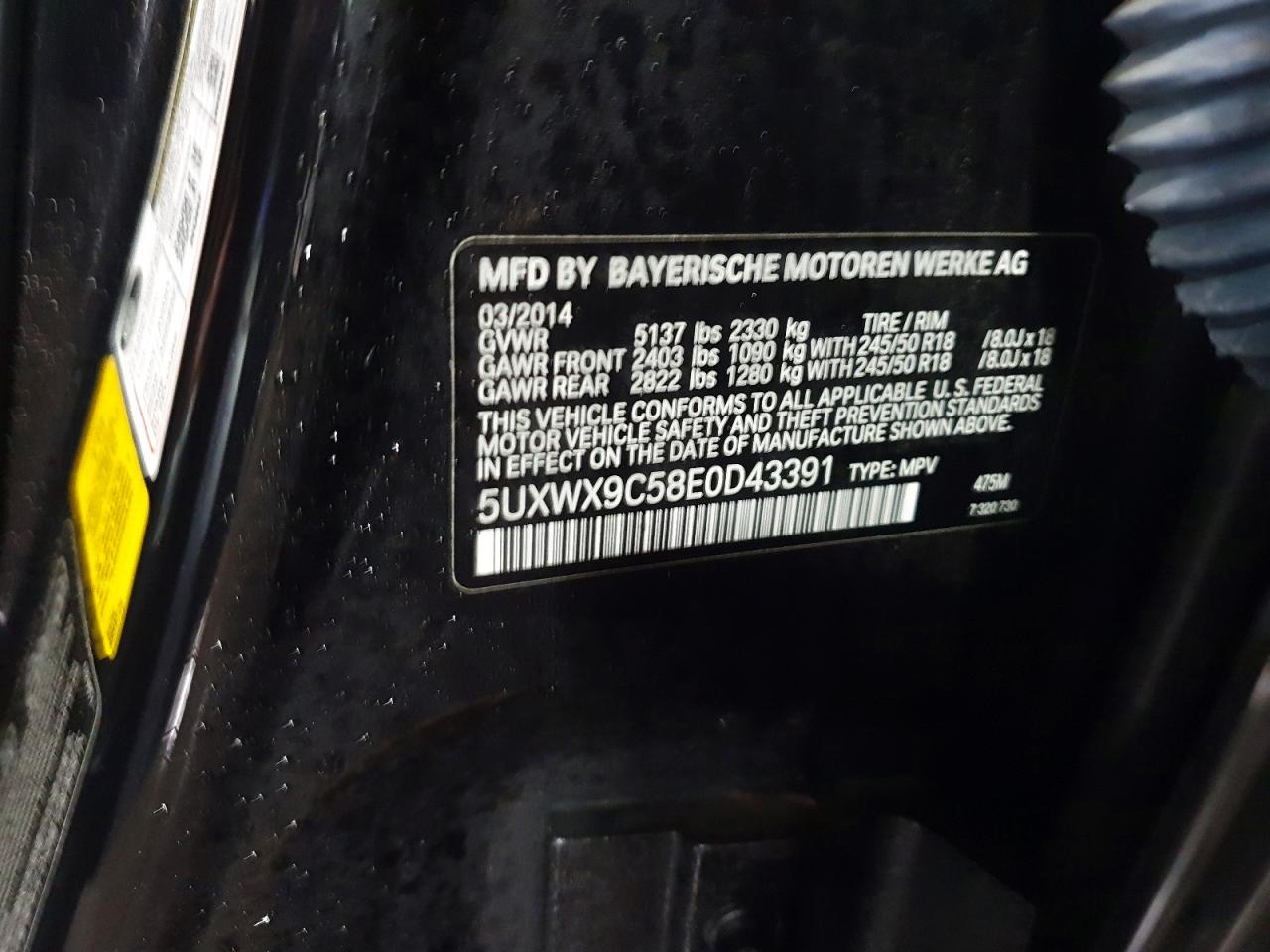 2014 Bmw X3 Black vin: 5UXWX9C58E0D43391