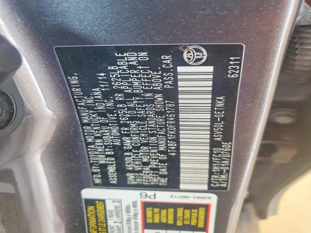 2015 Toyota Camry Le Gray vin: 4T4BF1FK0FR461787