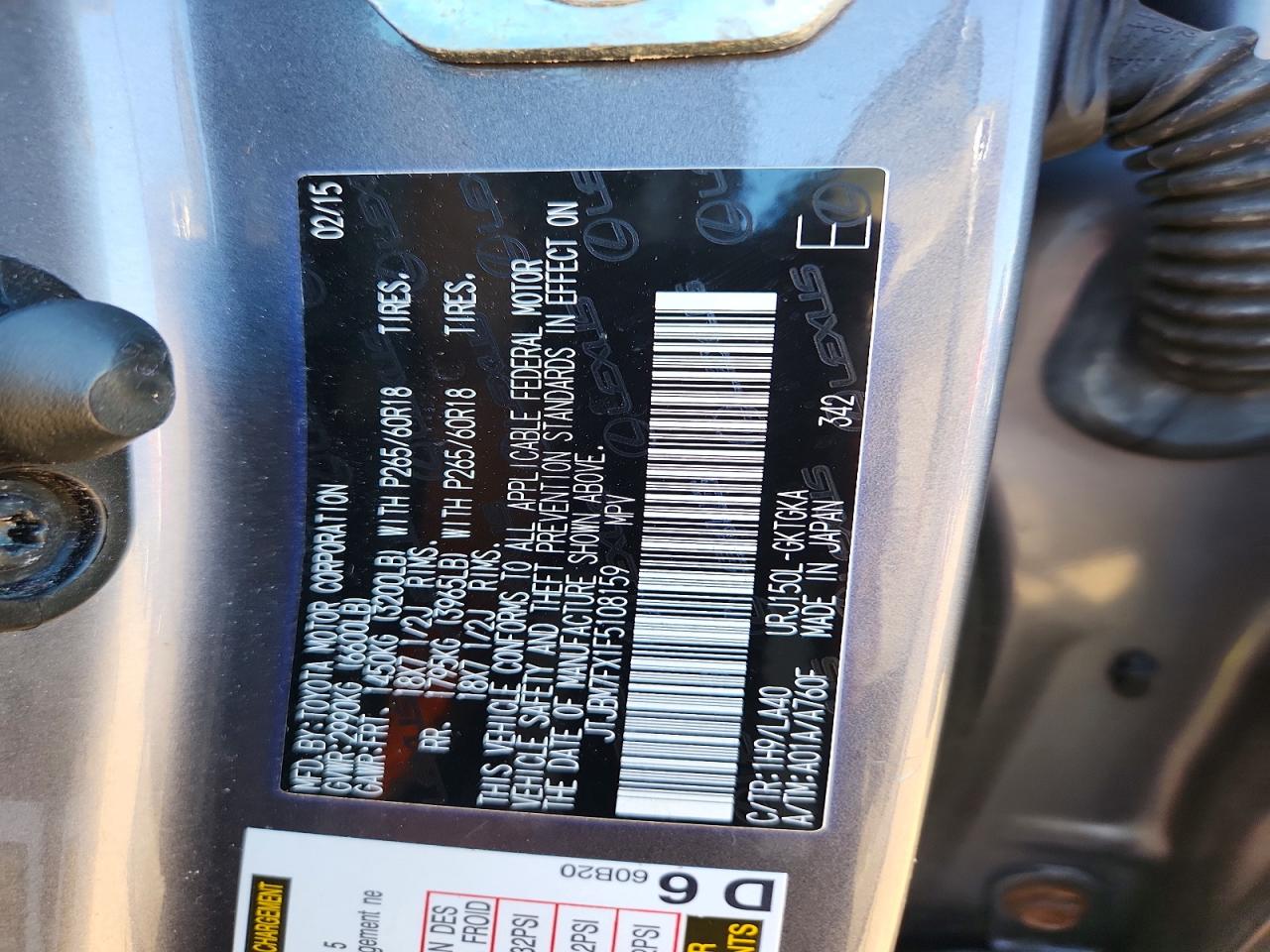 2015 Lexus Gx 460 Gray vin: JTJBM7FX1F5108159