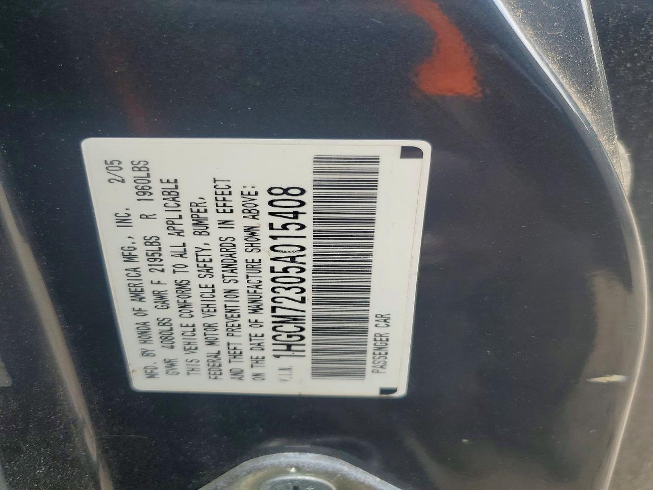 2005 Honda Accord Lx Charcoal vin: 1HGCM72305A015408