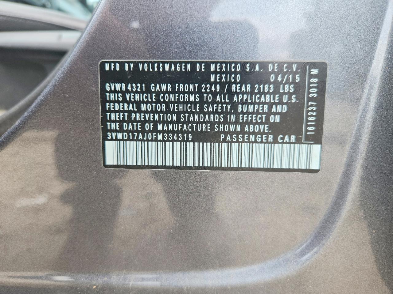 2015 Volkswagen Jetta Se Blue vin: 3VWD17AJ0FM334319