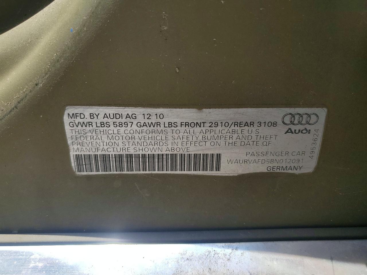 2011 Audi A8 L Quattro Green vin: WAURVAFD5BN012091