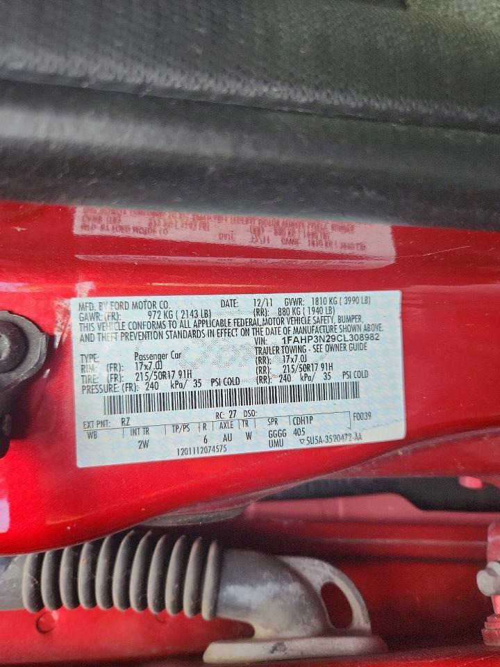 2012 Ford Focus Titanium Red vin: 1FAHP3N29CL308982