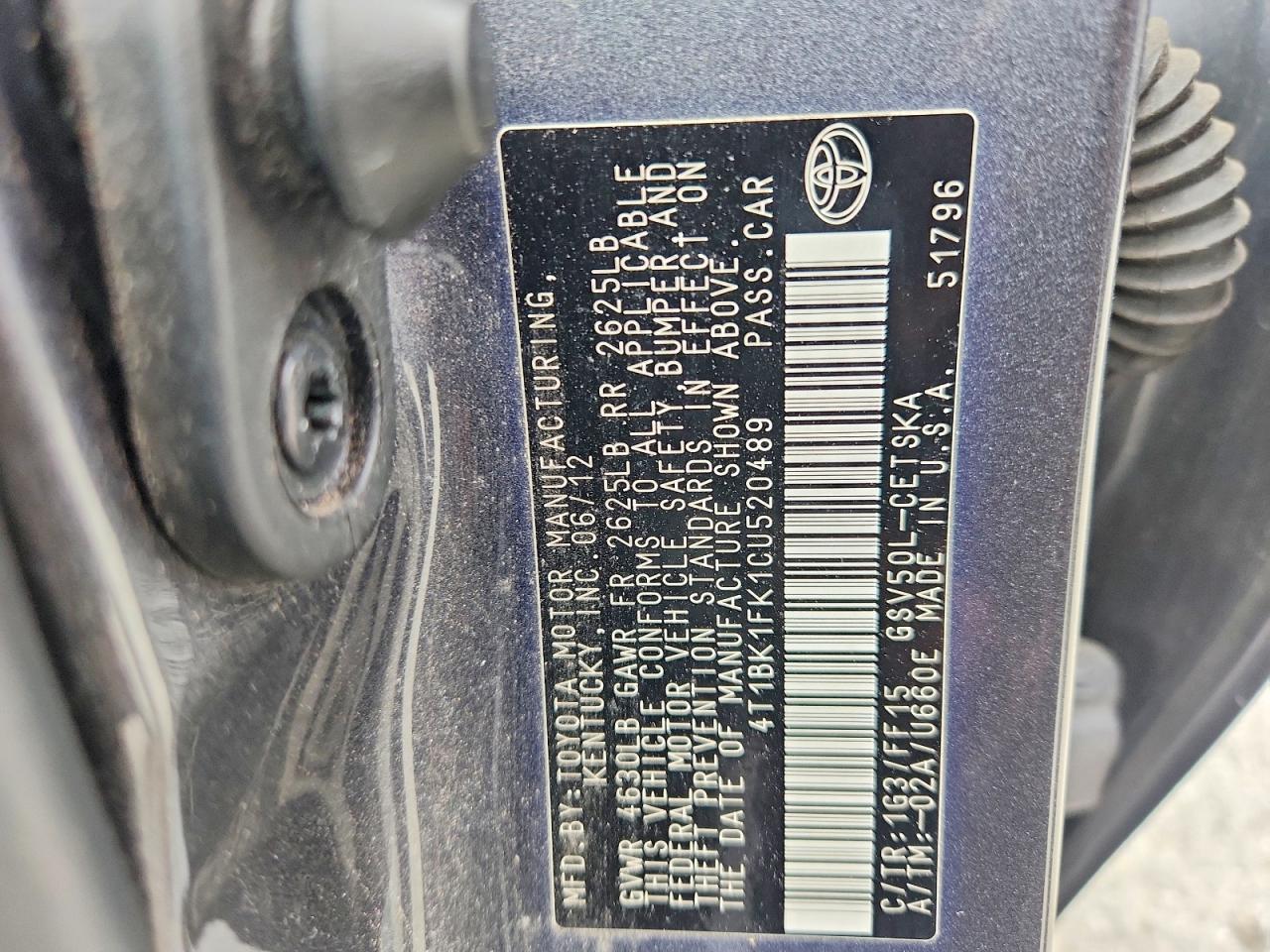 2012 Toyota Camry Se V6 Gray vin: 4T1BK1FK1CU520489