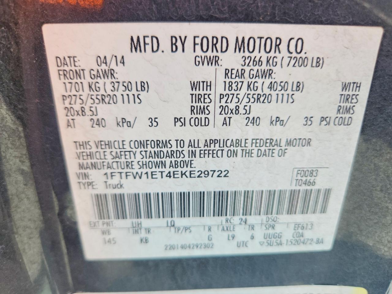 2014 Ford F150 Supercrew Black vin: 1FTFW1ET4EKE29722
