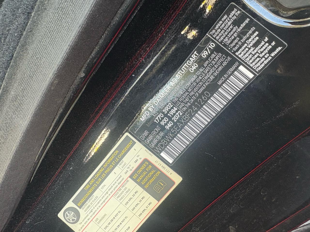 2011 Mercedes-benz Slk 300 Черный vin: WDBWK5EAXBF241260