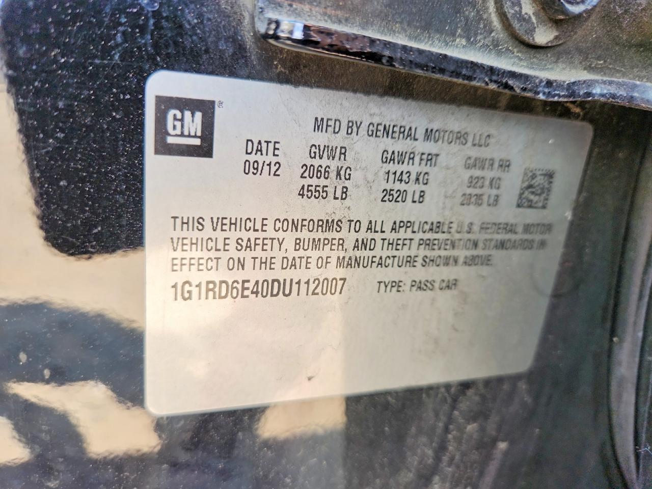 2013 Chevrolet Volt Black vin: 1G1RD6E40DU112007