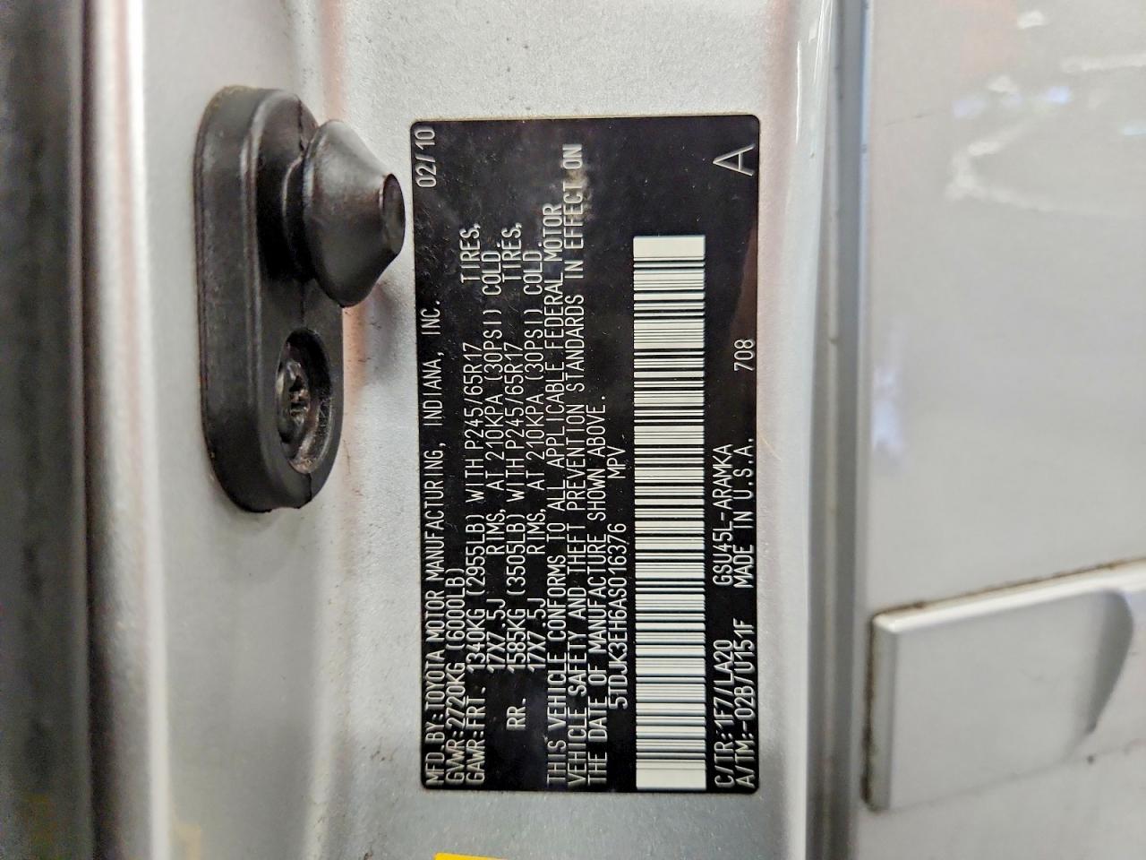 2010 Toyota Highlander Se Silver vin: 5TDJK3EH6AS016376