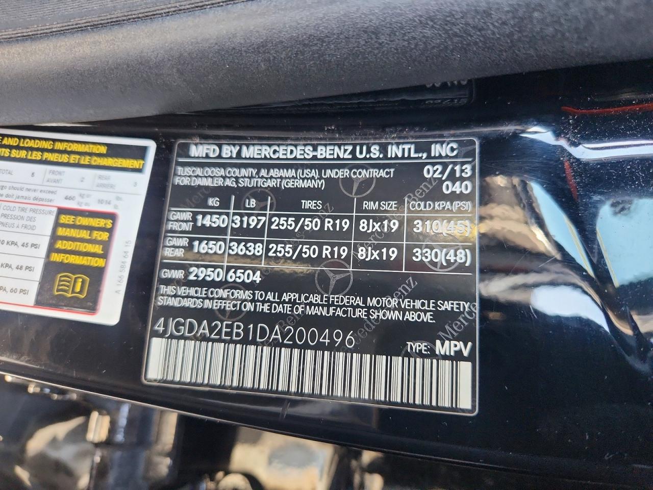 2013 Mercedes-benz Ml 350 4matic Black vin: 4JGDA2EB1DA200496