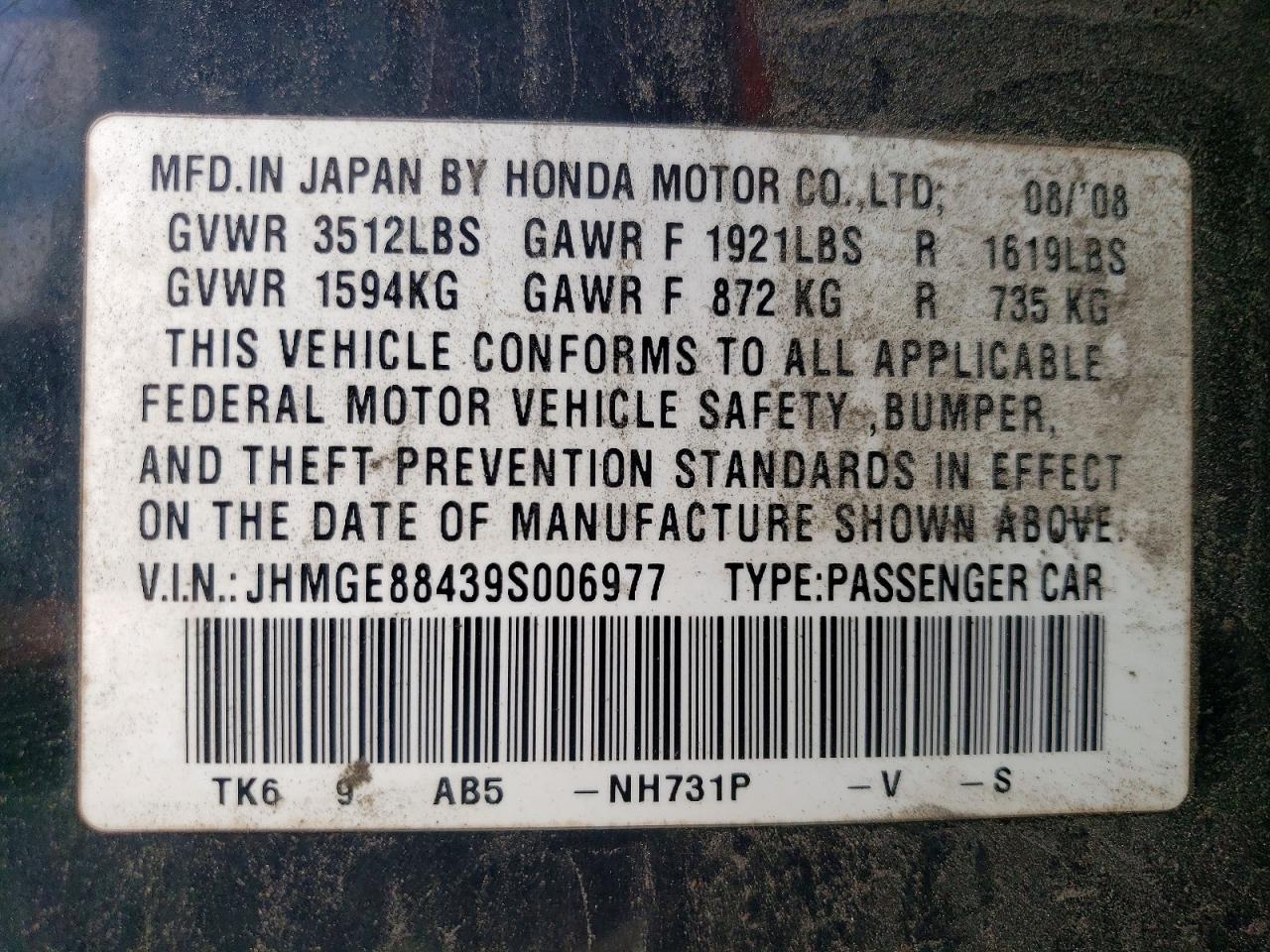 2009 Honda Fit Sport Black vin: JHMGE88439S006977