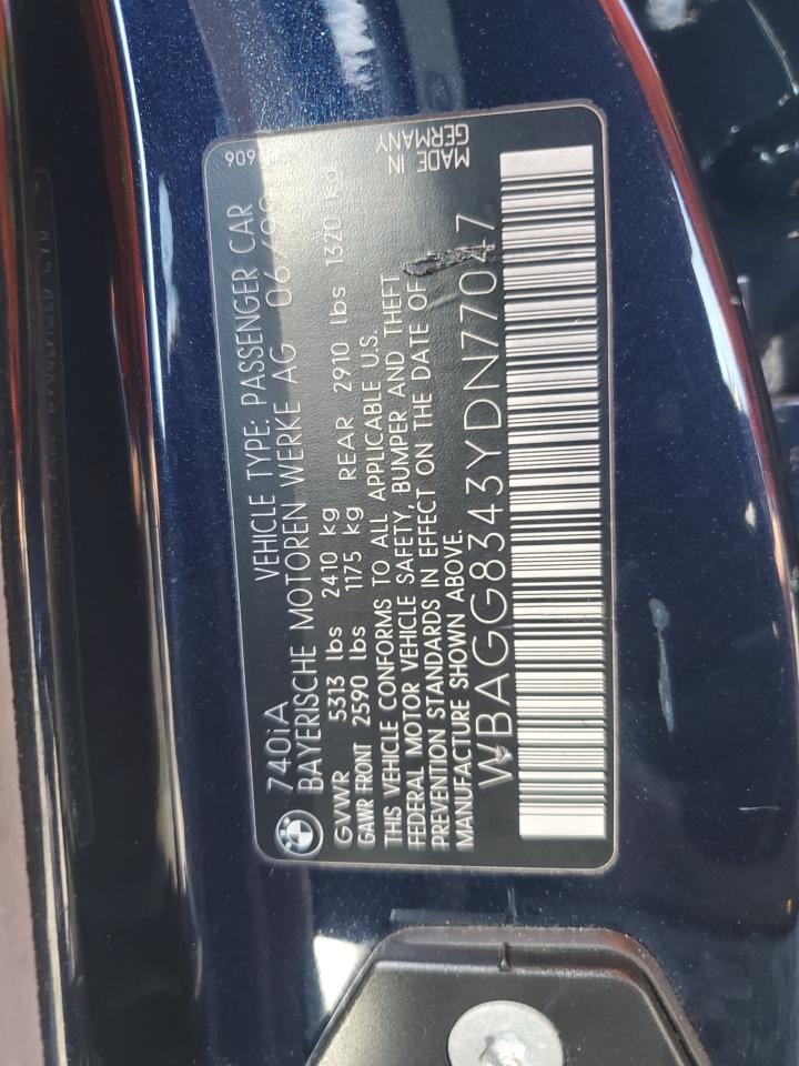 2000 Bmw 740 I Automatic Blue vin: WBAGG8343YDN77047