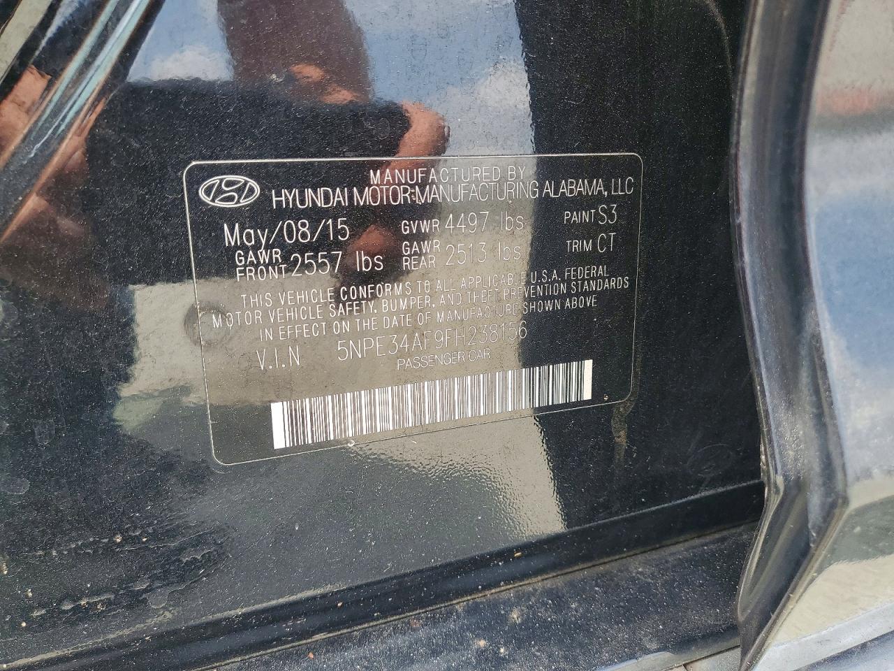 2015 Hyundai Sonata Limited Black vin: 5NPE34AF9FH238156