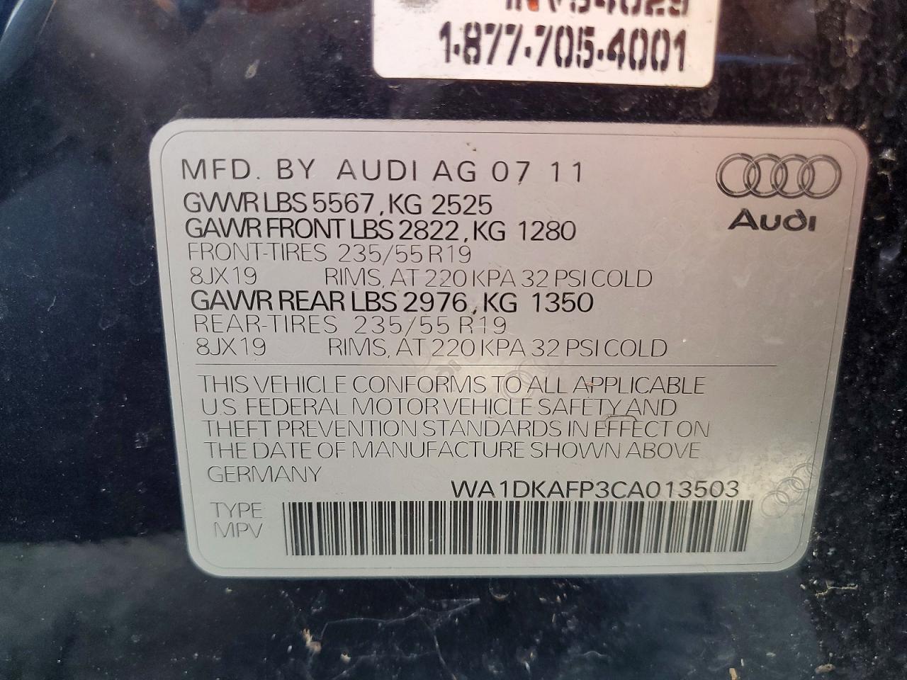 2012 Audi Q5 Premium Plus Black vin: WA1DKAFP3CA013503