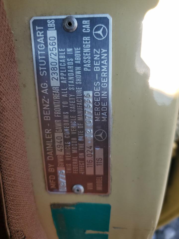 1977 Mercedes-benz 280 Se Желтый vin: 11602412077636