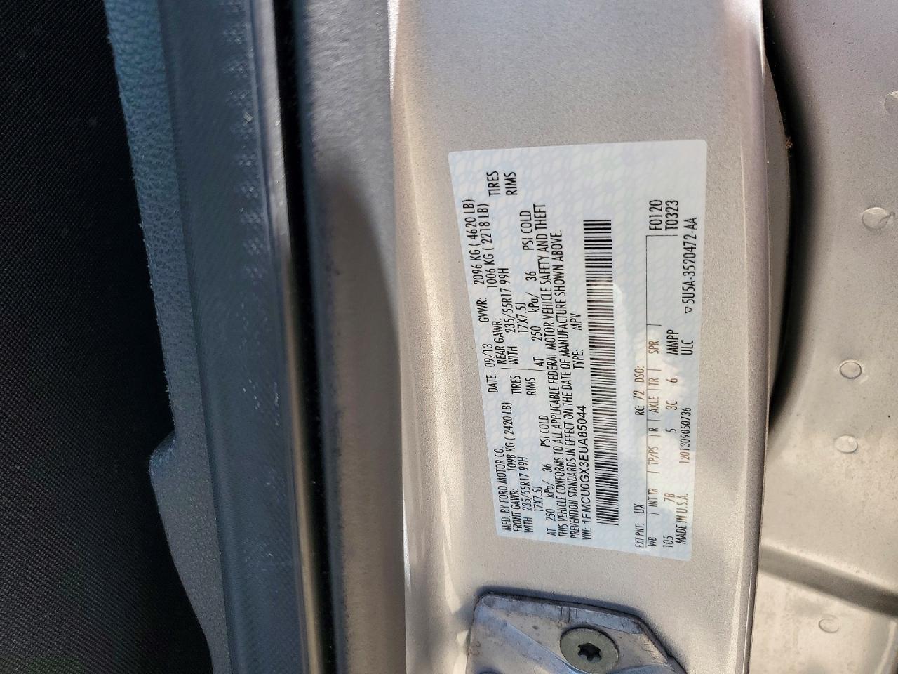 2014 Ford Escape Se Silver vin: 1FMCU0GX3EUA85044