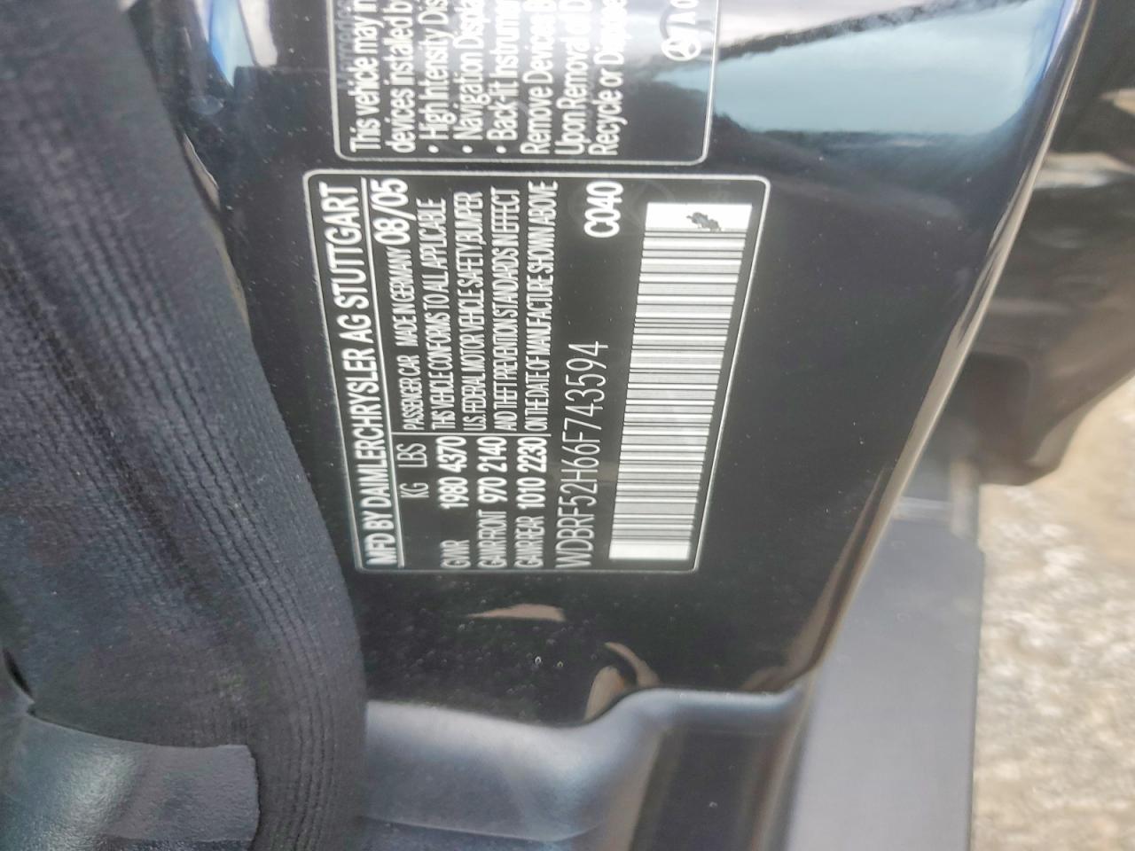 2006 Mercedes-benz C 230 Черный vin: WDBRF52H66F743594