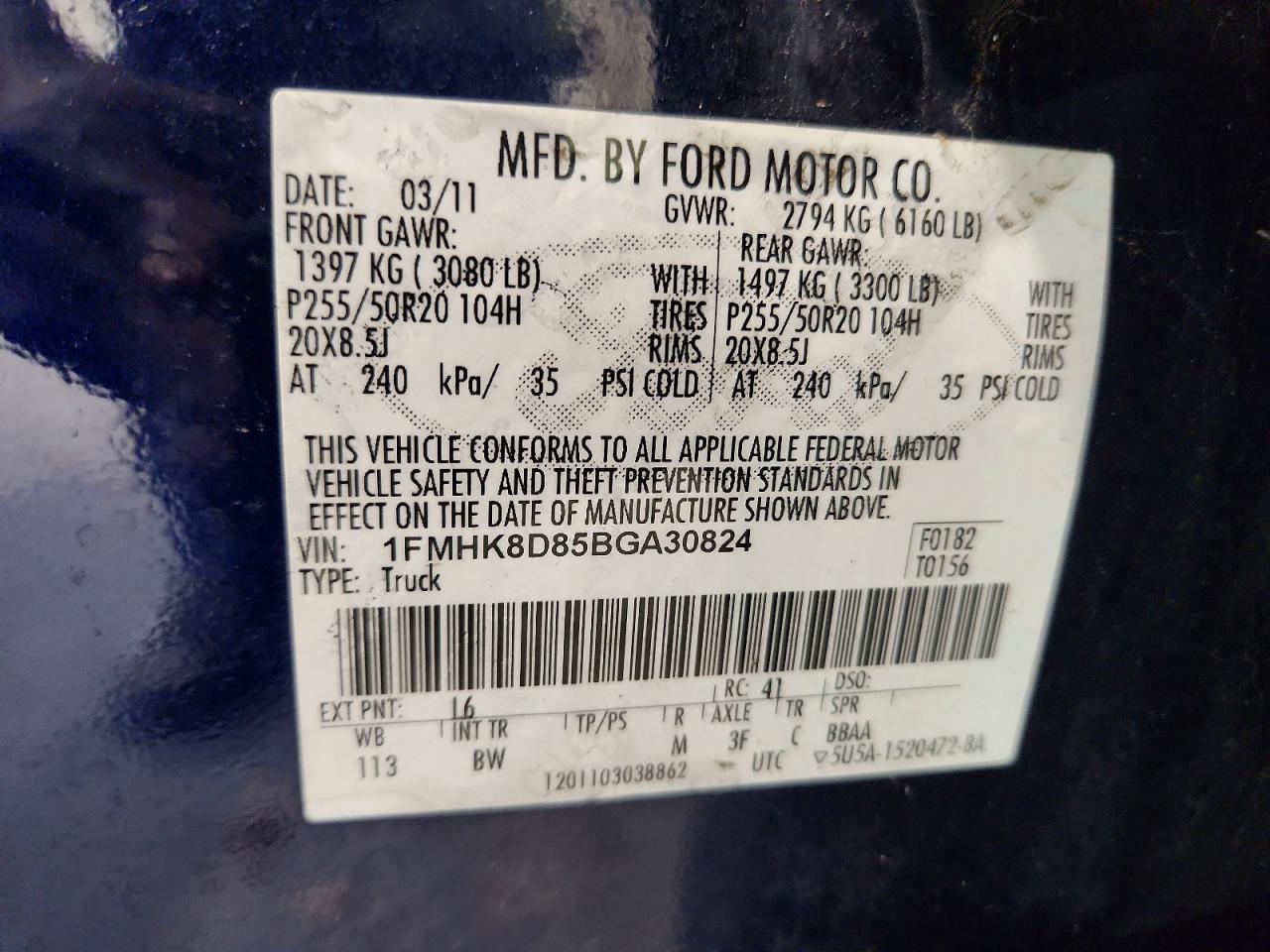 2011 Ford Explorer Xlt Blue vin: 1FMHK8D85BGA30824