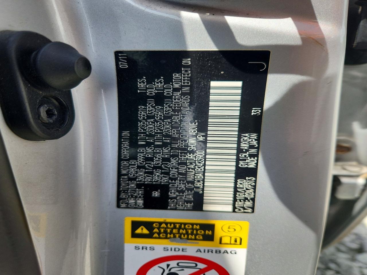 2011 Lexus Rx 450h Silver vin: JTJBC1BA1B2423900