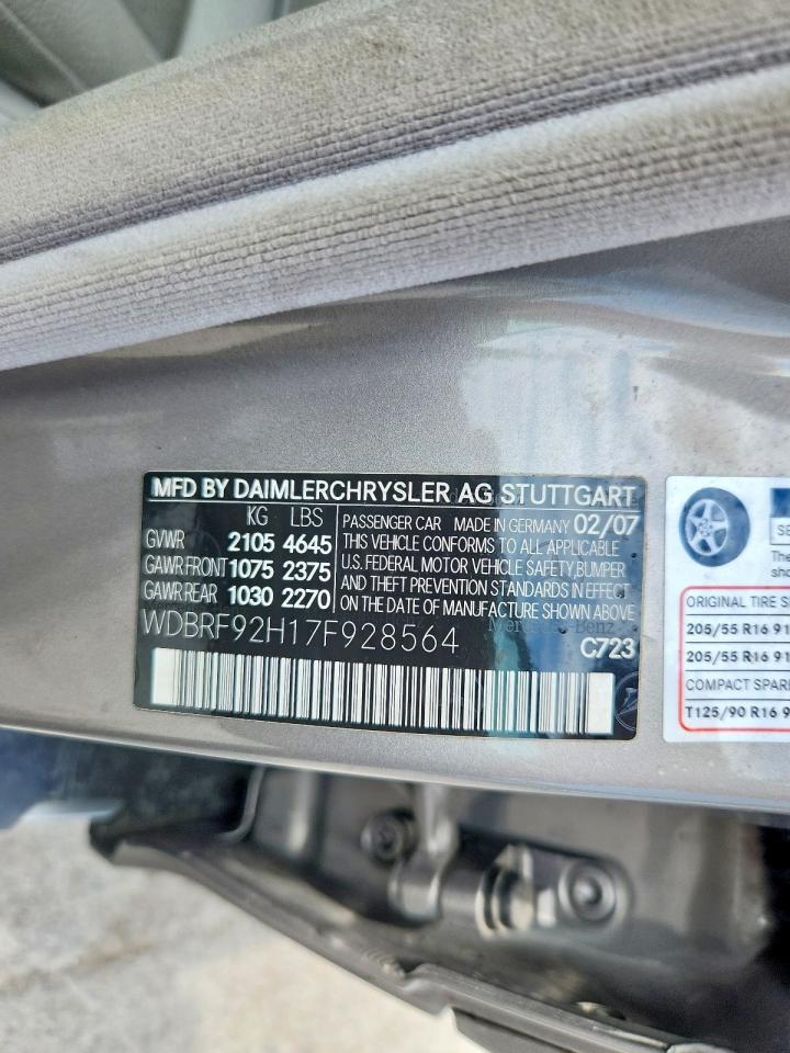2007 Mercedes-benz C 280 4matic Silver vin: WDBRF92H17F928564
