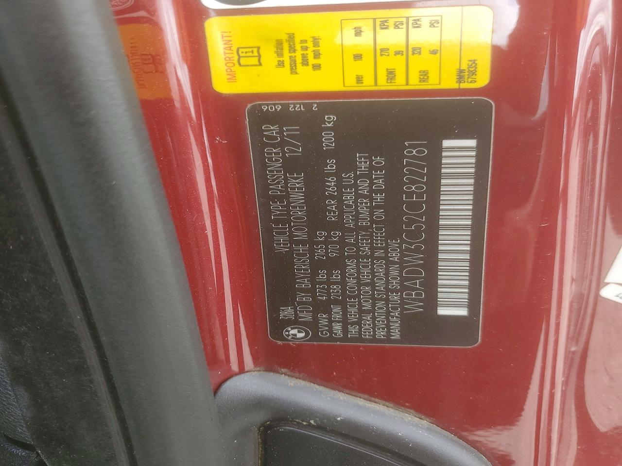 2012 Bmw 328 I Red vin: WBADW3C52CE822781