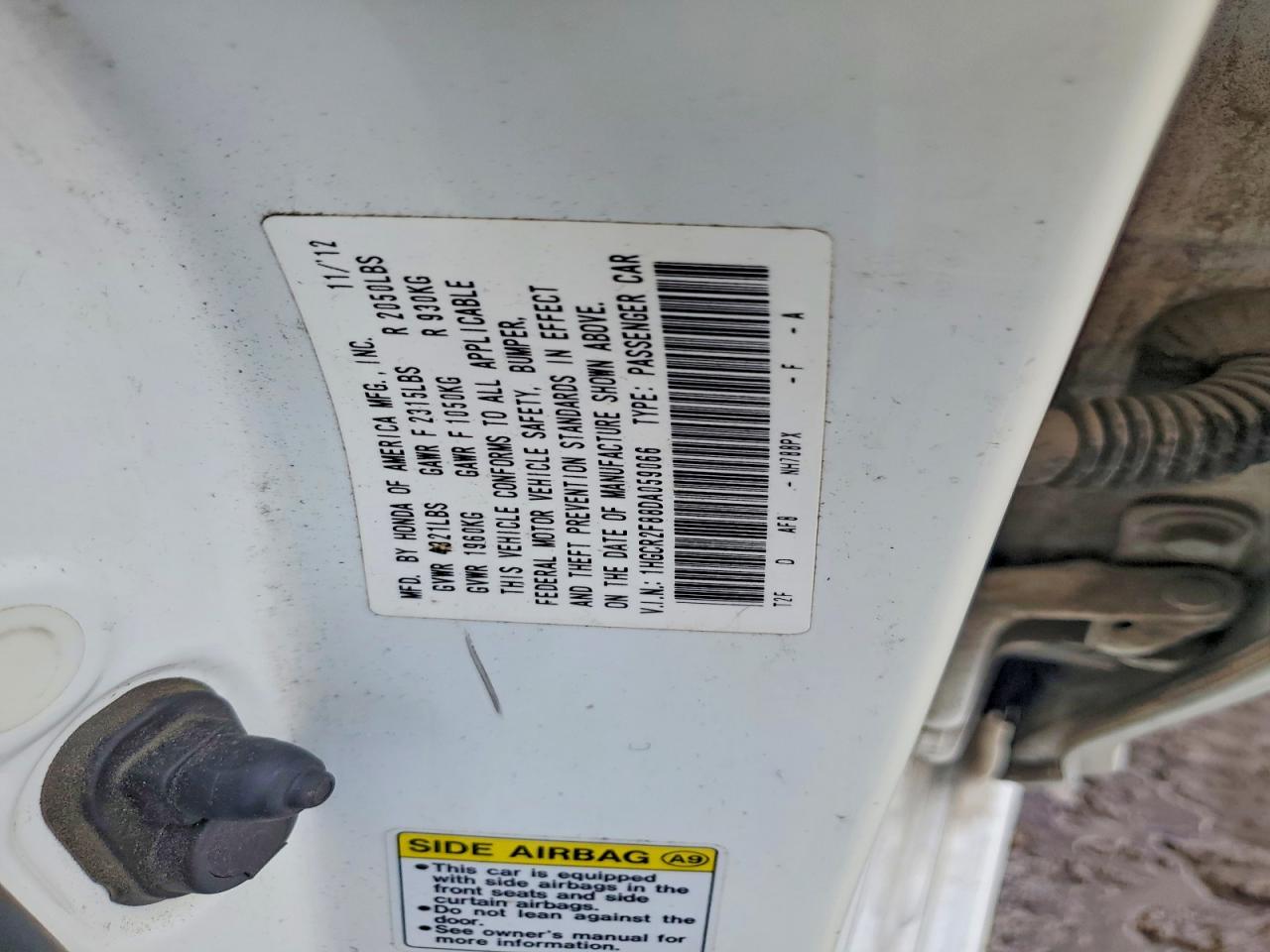 2013 Honda Accord Exl White vin: 1HGCR2F88DA059066