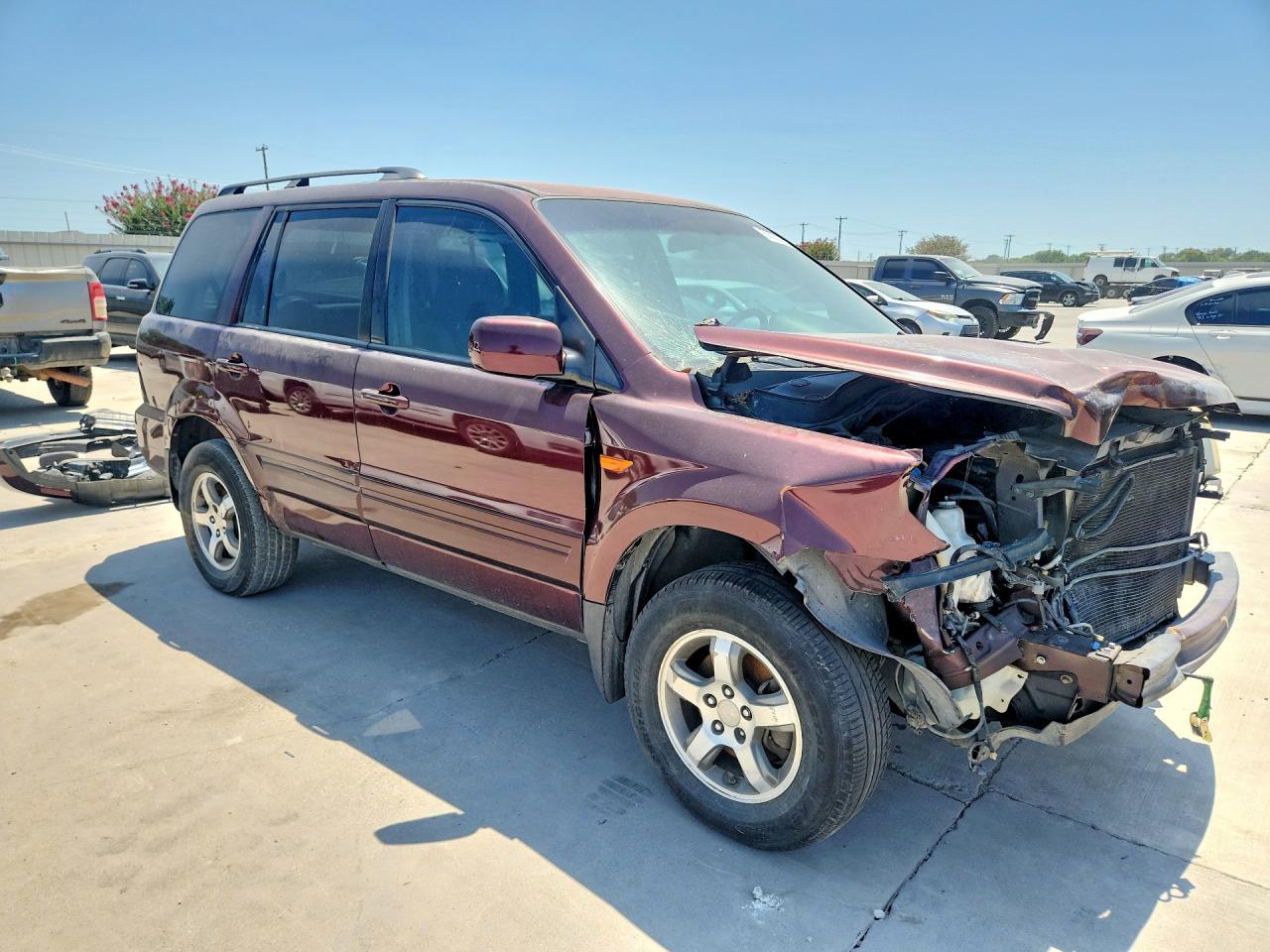 2007 Honda Pilot Ex Burgundy vin: 5FNYF28437B020971