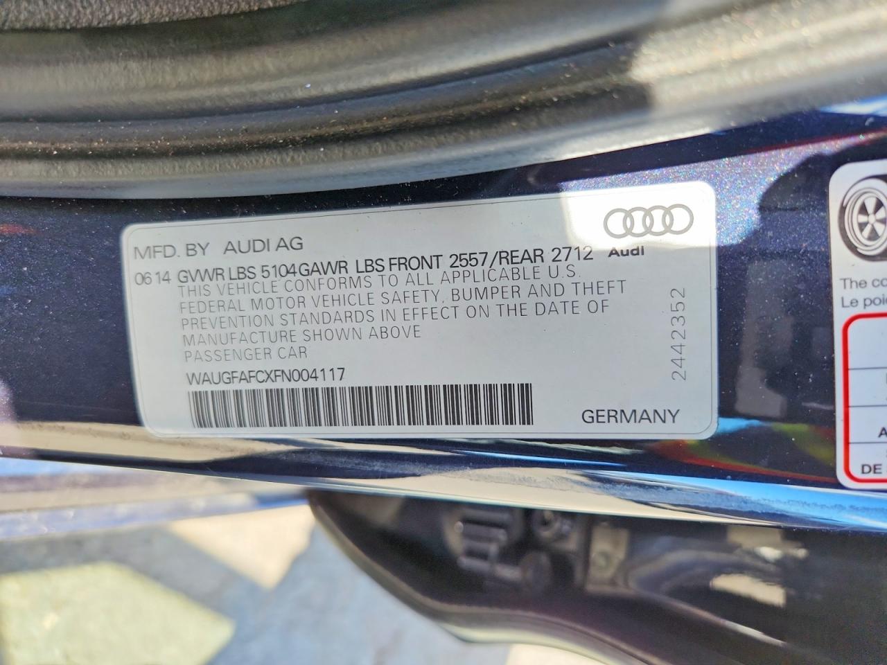 2015 Audi A6 Premium Plus Blue vin: WAUGFAFCXFN004117