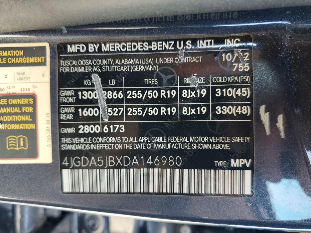 2013 Mercedes-benz Ml 350 Gray vin: 4JGDA5JBXDA146980