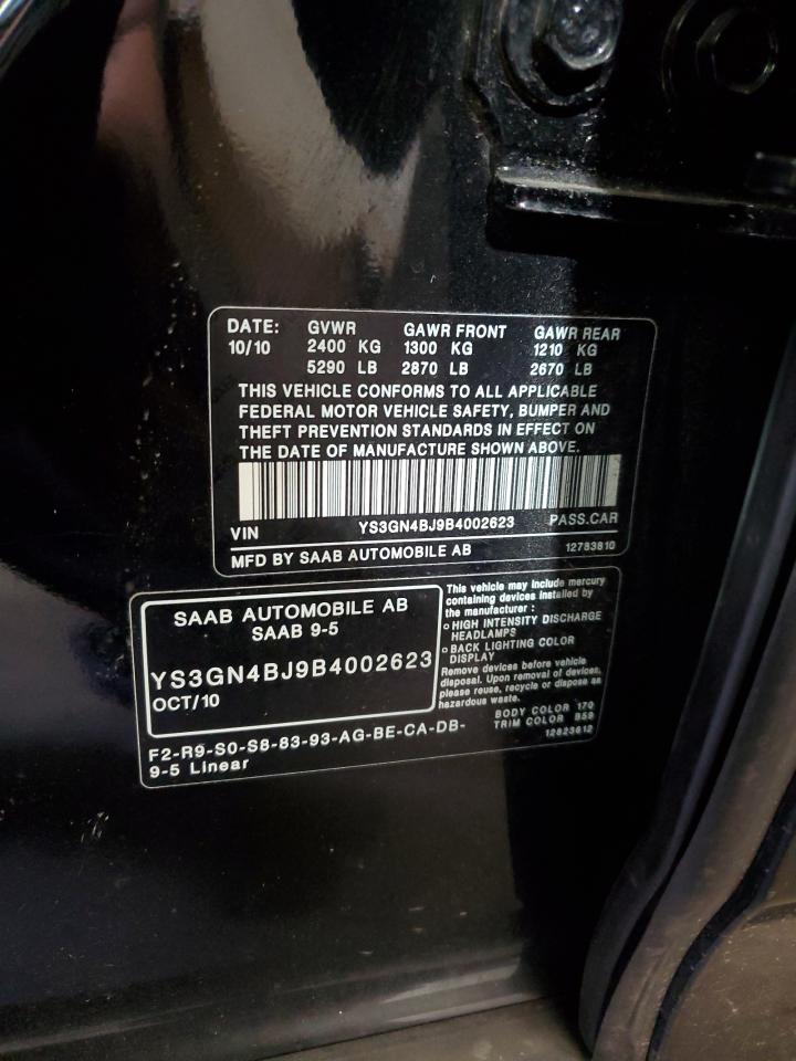 2011 Saab 9-5 Turbo Черный vin: YS3GN4BJ9B4002623