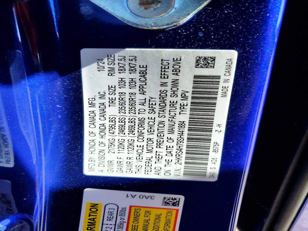 2025 Honda Cr-v Exl Blue vin: 2HKRS4H79SH441884