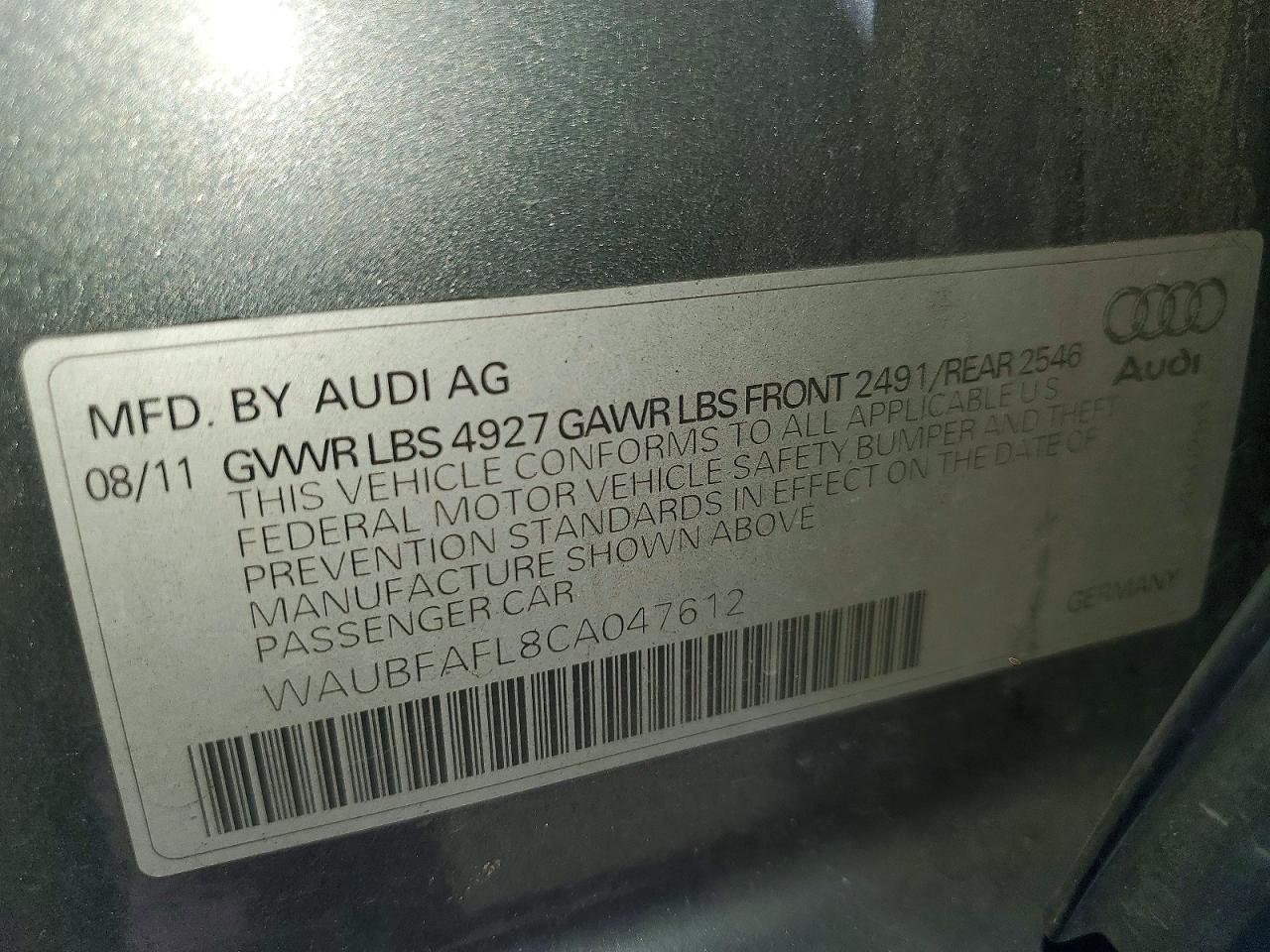 2012 Audi A4 Premium Silver vin: WAUBFAFL8CA047612