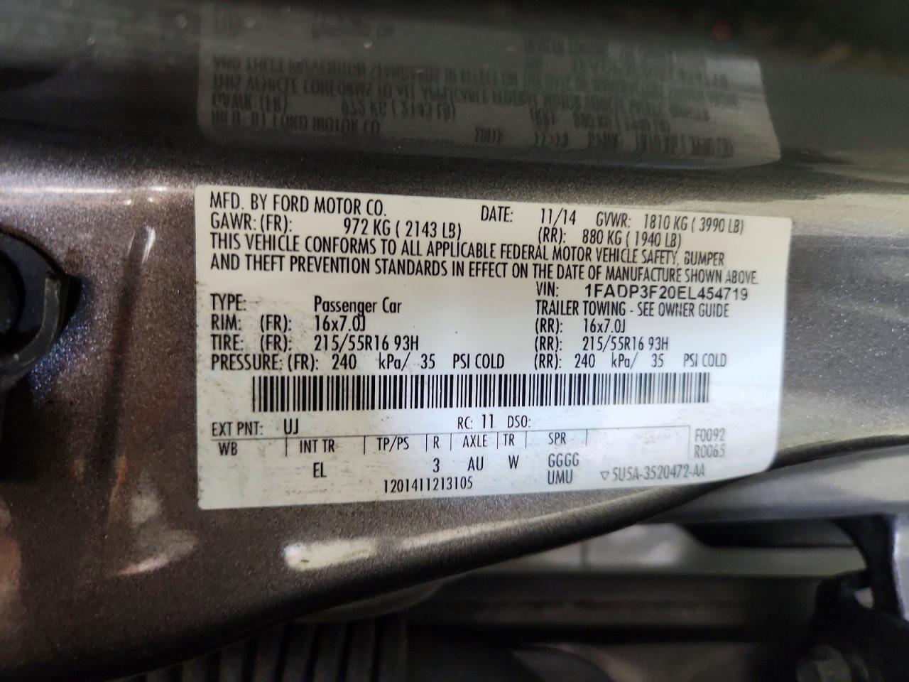2014 Ford Focus Se Gray vin: 1FADP3F20EL454719
