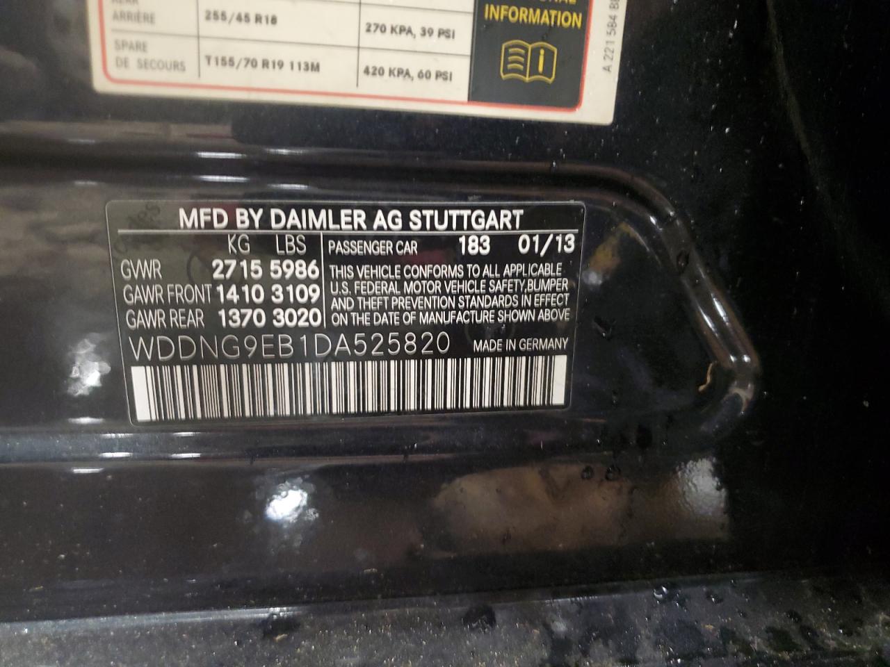 2013 Mercedes-benz S 550 4matic Charcoal vin: WDDNG9EB1DA525820