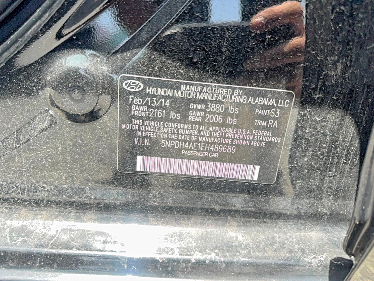 2014 Hyundai Elantra Se Черный vin: 5NPDH4AE1EH489689