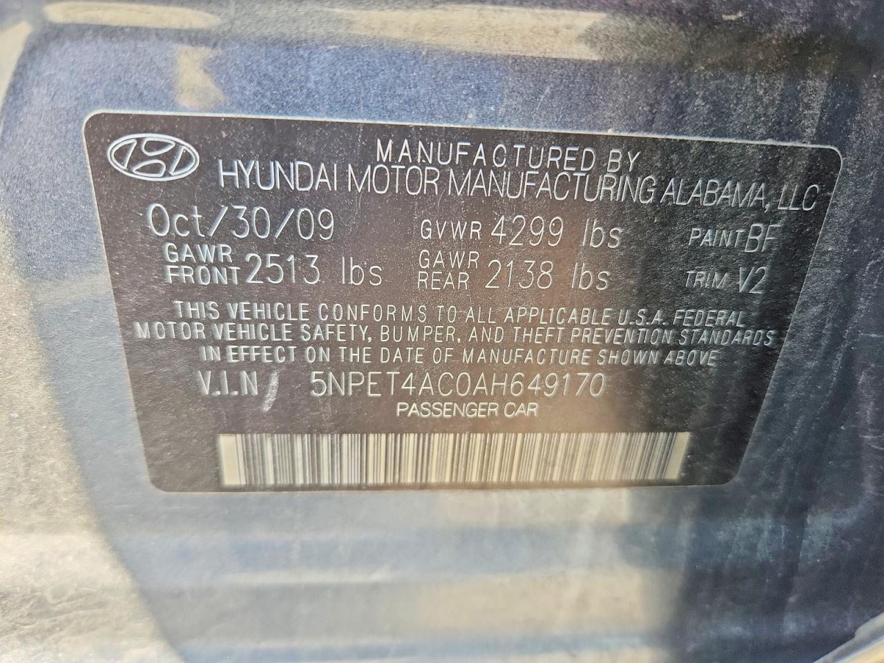 2010 Hyundai Sonata Gls Синий vin: 5NPET4AC0AH649170