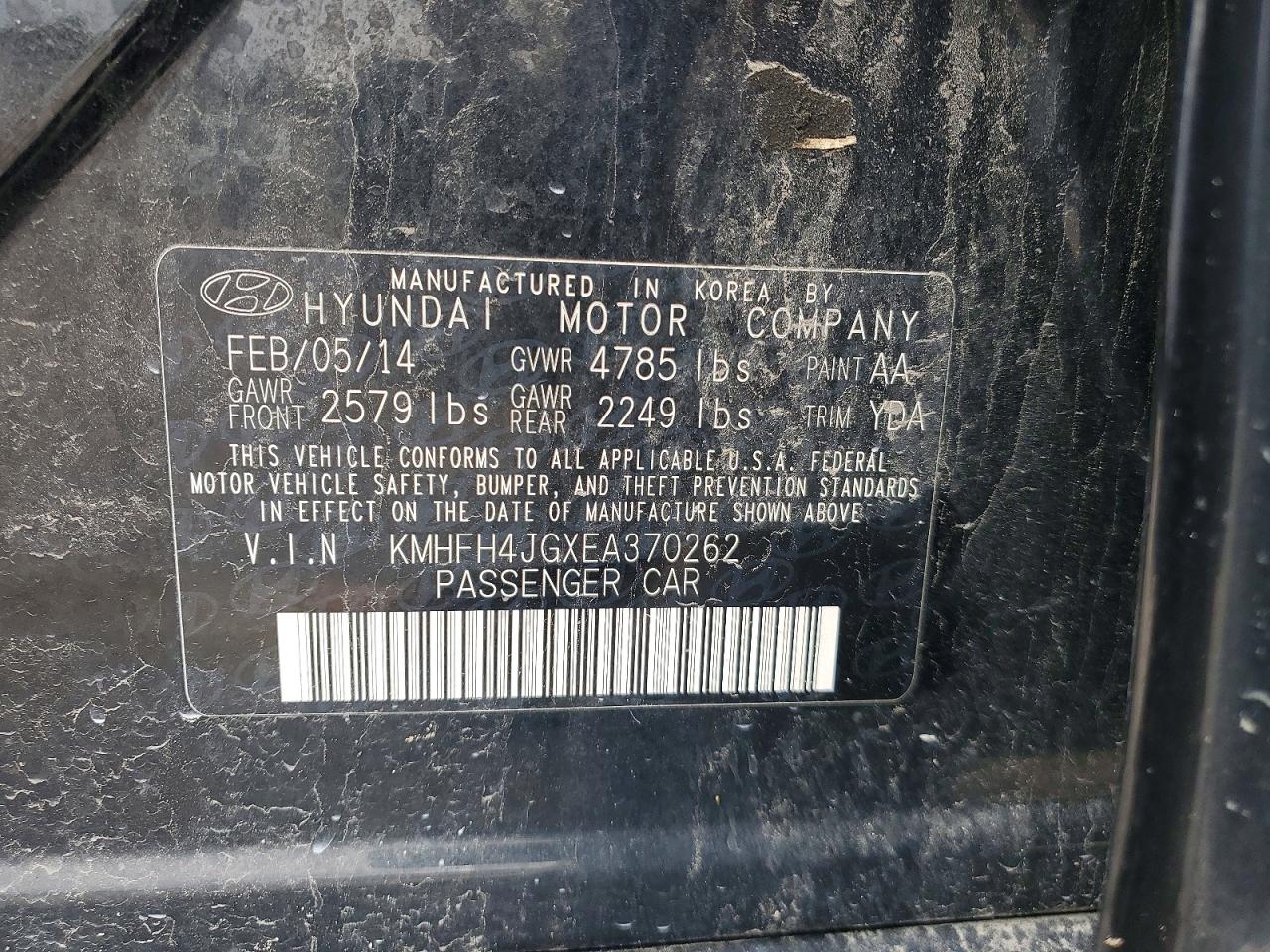 2014 Hyundai Azera Limited Black vin: KMHFH4JGXEA370262