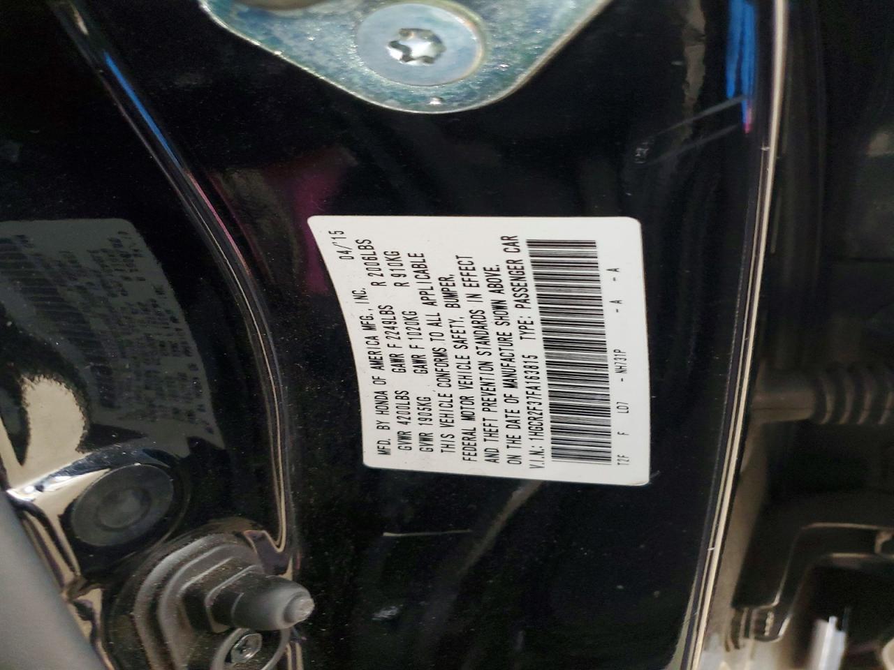 2015 Honda Accord Lx Black vin: 1HGCR2F37FA163815