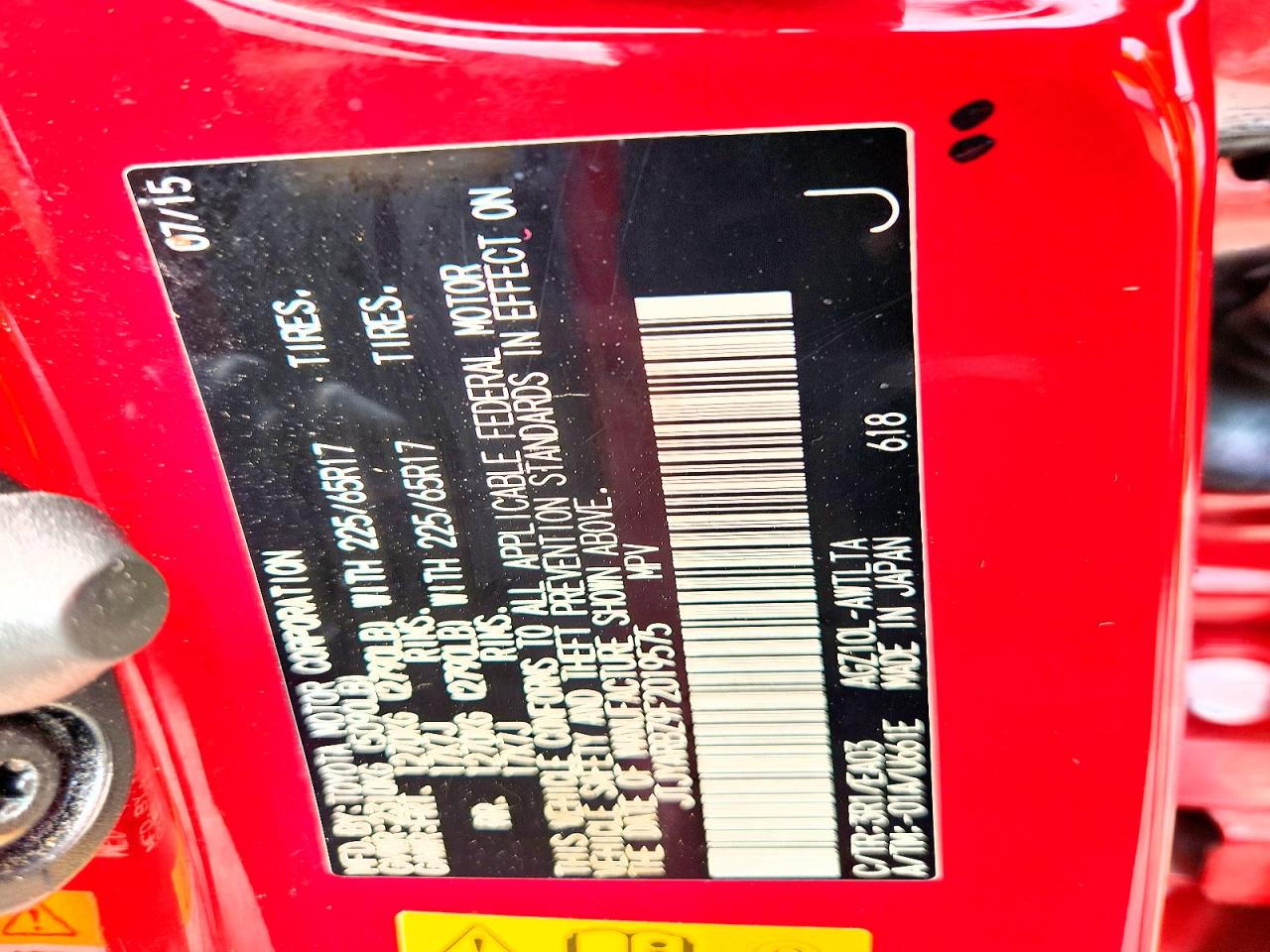 2015 Lexus Nx 200t Red vin: JTJYARBZ9F2019575