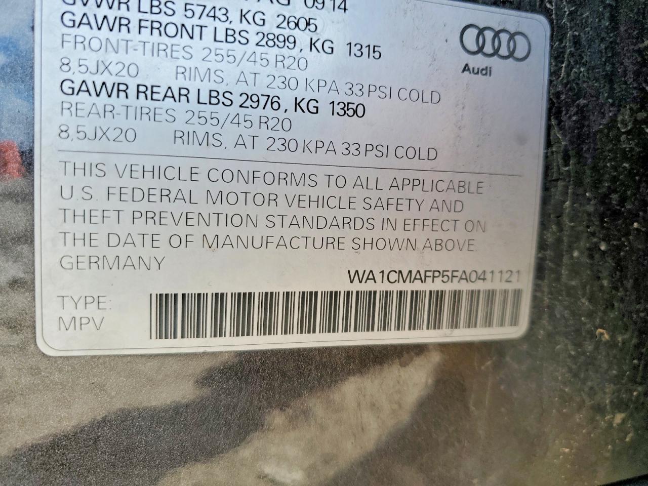 2015 Audi Q5 Tdi Premium Plus Black vin: WA1CMAFP5FA041121