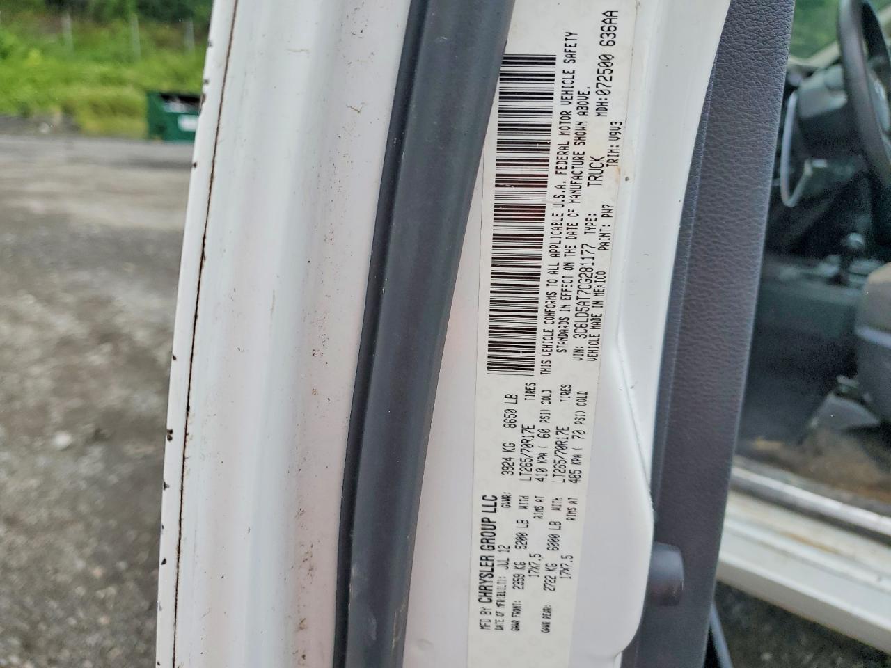 2012 Dodge Ram 2500 St White vin: 3C6LD5AT7CG281177