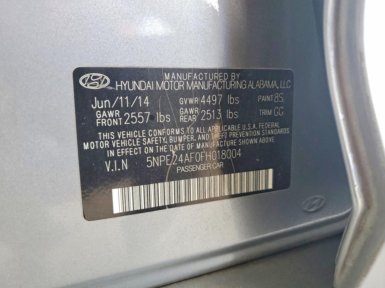2015 Hyundai Sonata Se Silver vin: 5NPE24AF0FH018004