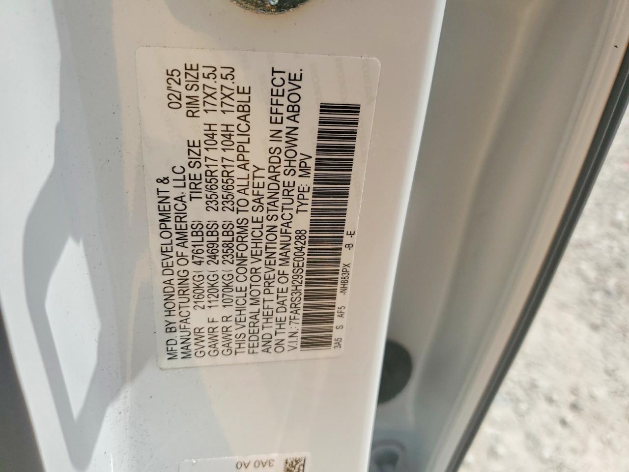 2025 Honda Cr-v Lx White vin: 7FARS3H29SE004288