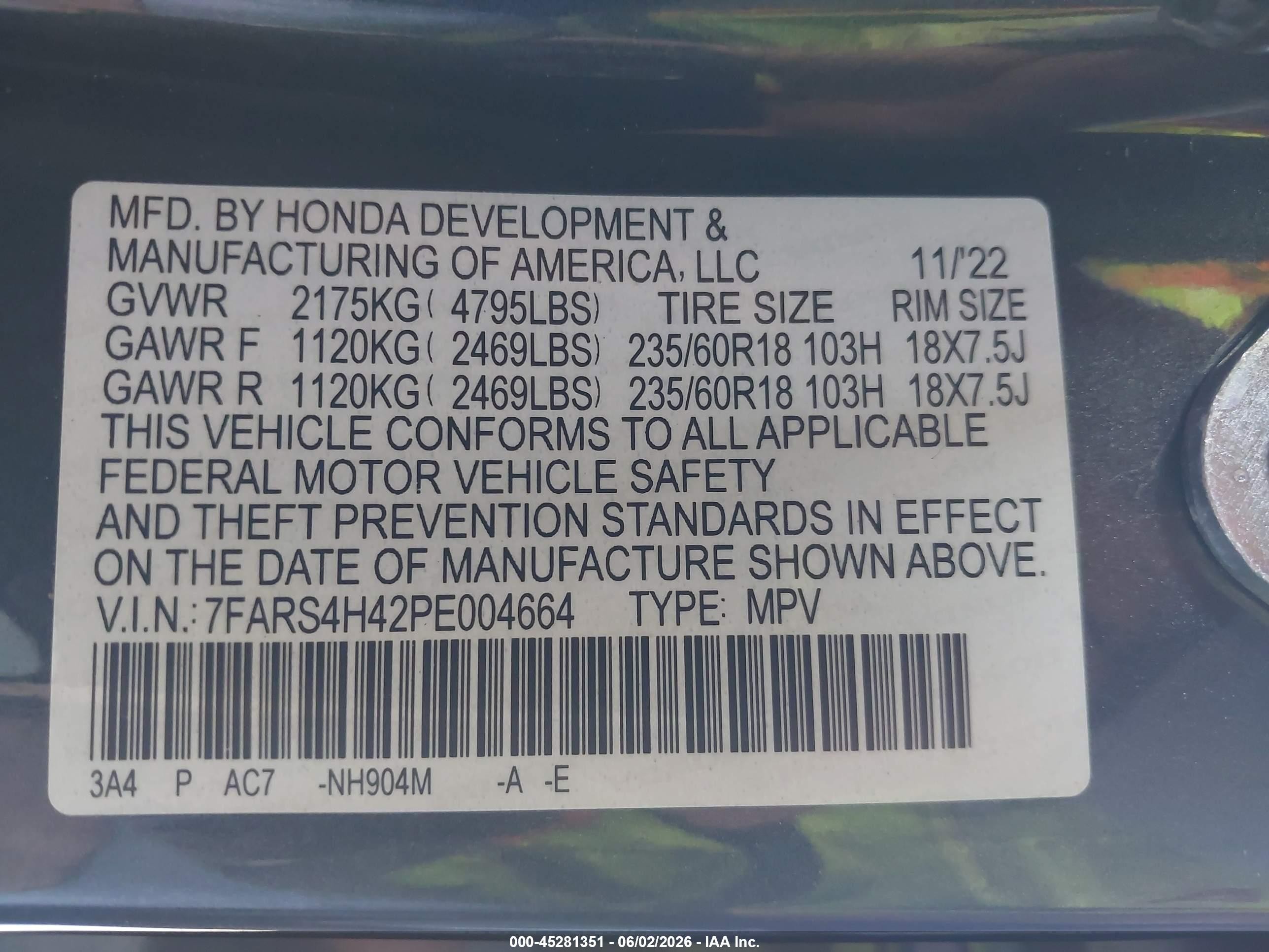 2023 Honda Cr-v Ex Серый vin: 7FARS4H42PE004664