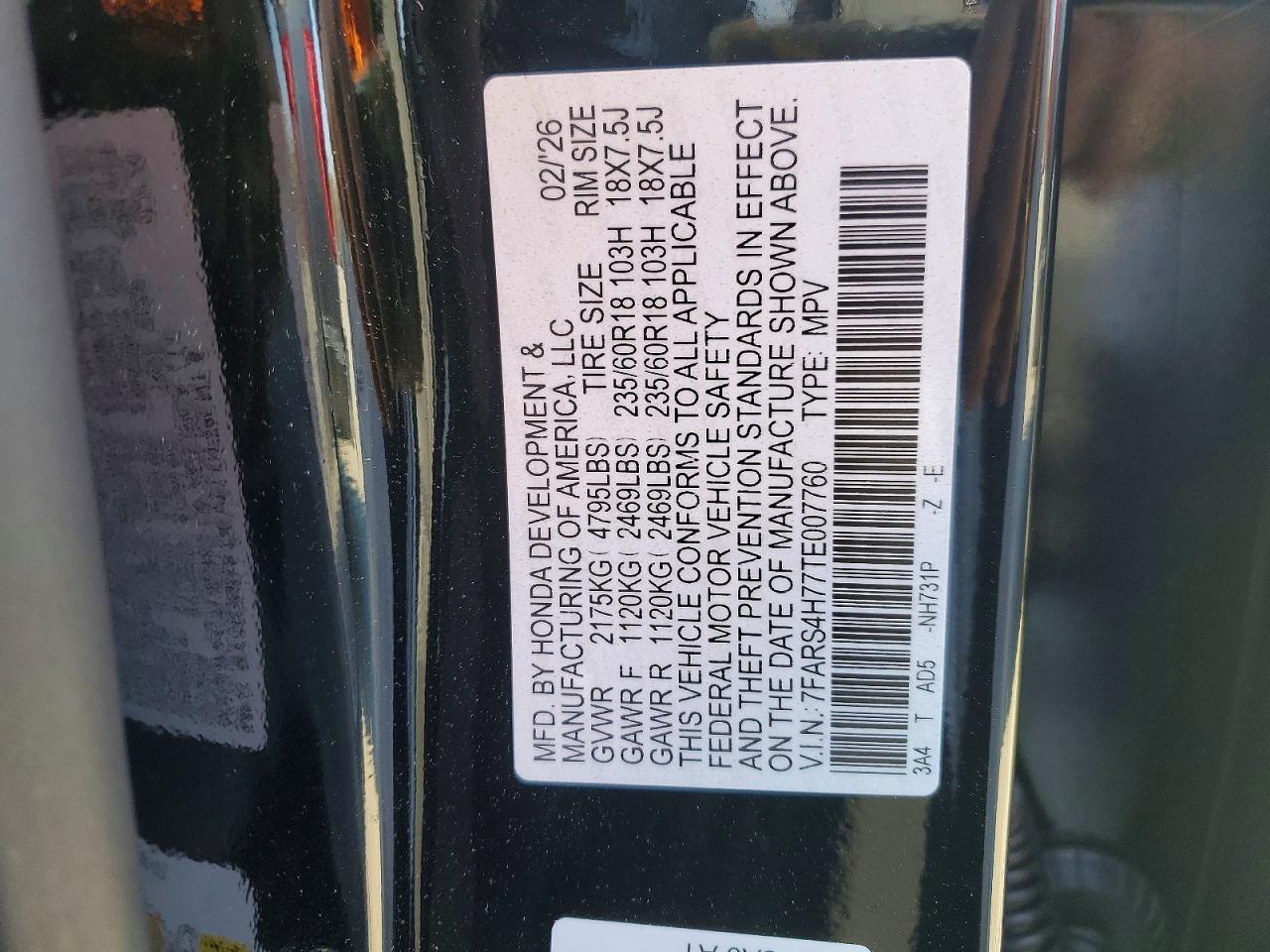 2026 Honda Cr-v Exl Black vin: 7FARS4H77TE007760