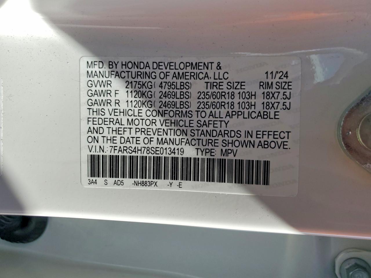 2025 Honda Cr-v Exl White vin: 7FARS4H78SE013419