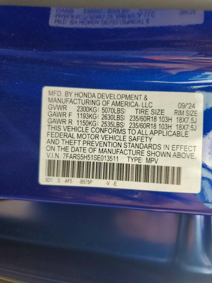 2025 Honda Cr-v Sport Blue vin: 7FARS5H51SE013511