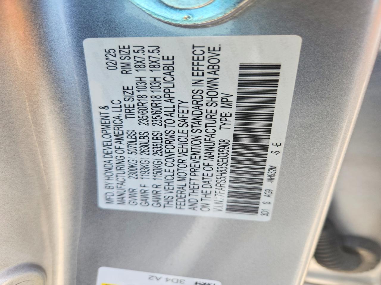 2025 Honda Cr-v Sport-l Gray vin: 7FARS5H83SE035908