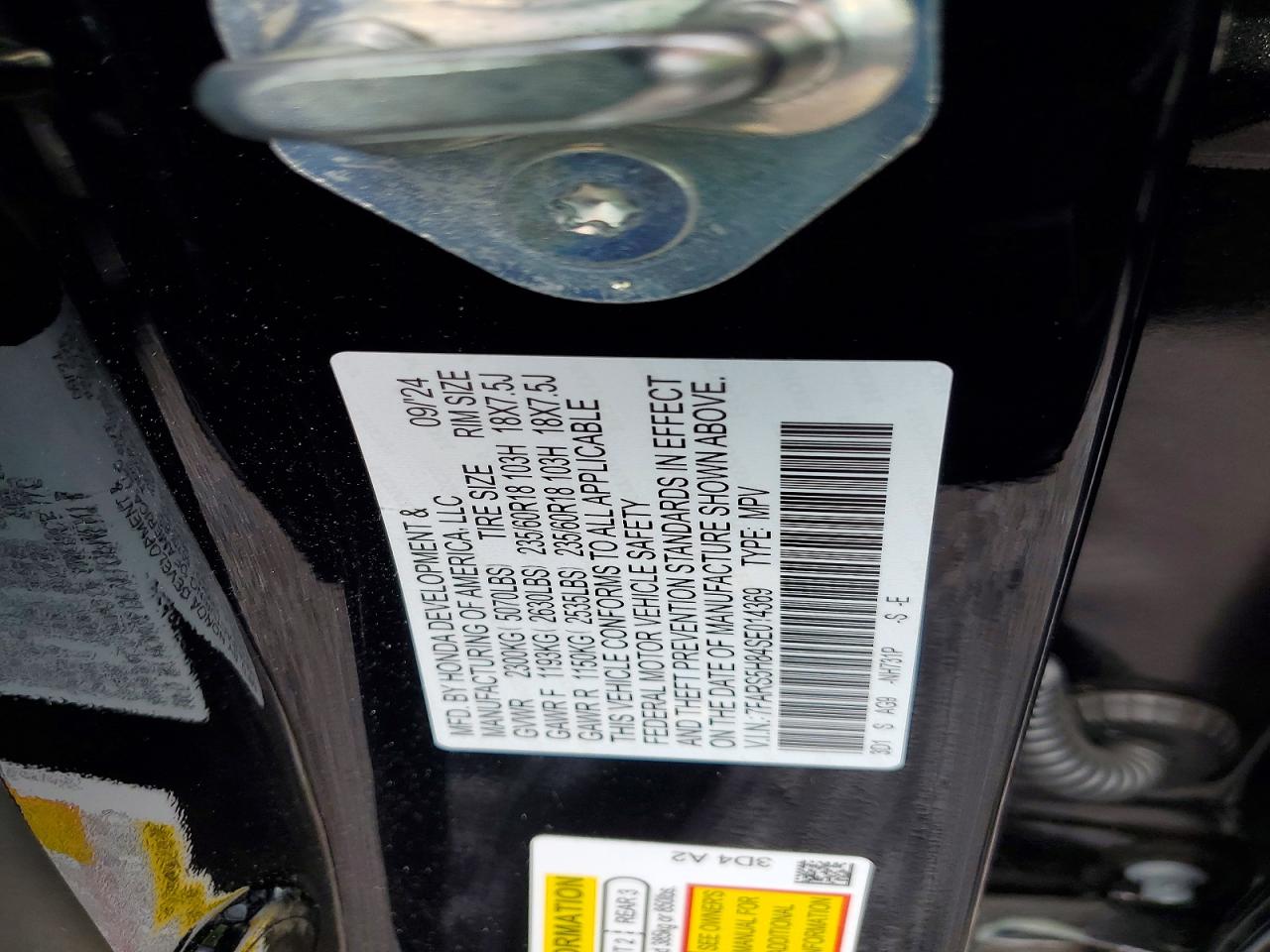 2025 Honda Cr-v Sport-l Black vin: 7FARS5H84SE014369