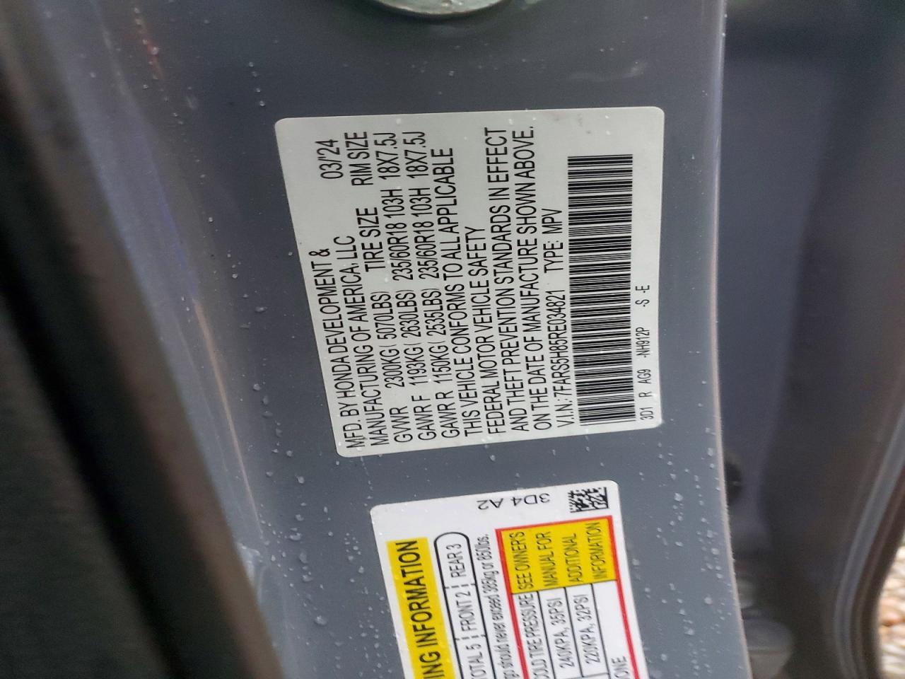 2024 Honda Cr-v Sport-l Gray vin: 7FARS5H85RE034821